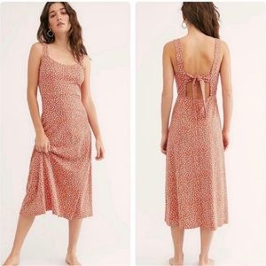 Free People Lorelai Printed Midi Dress in Red